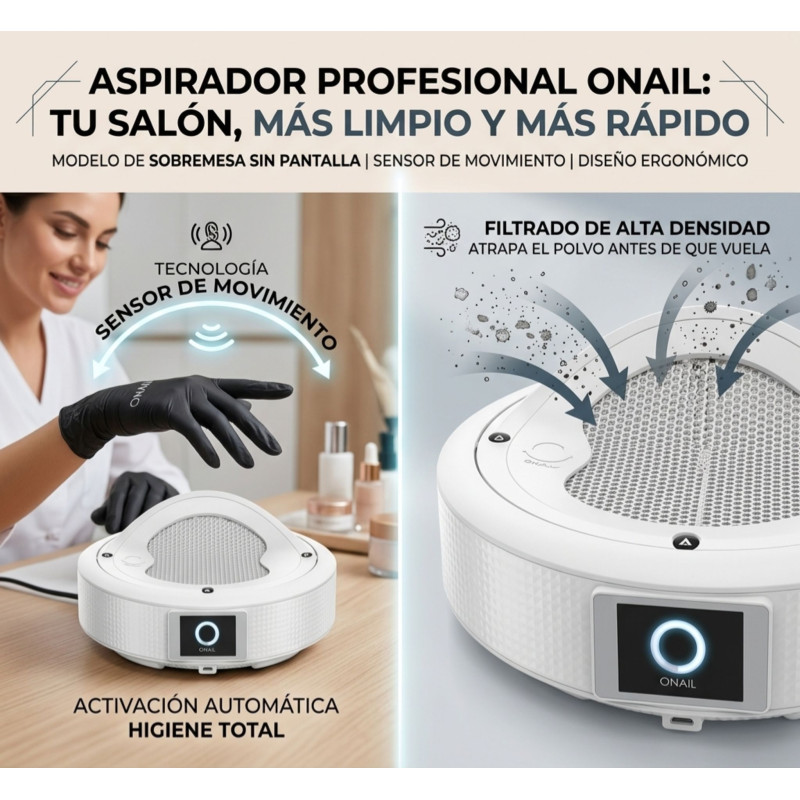 Aspirador profesional ONAIL CON PANTALLA, aspirador de sobremesa para manicura. - Imagen 3